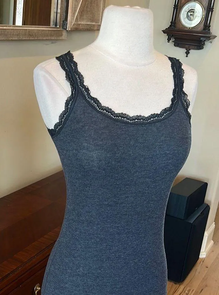 Dark Gray Lace Trim Tank Top - Image 3