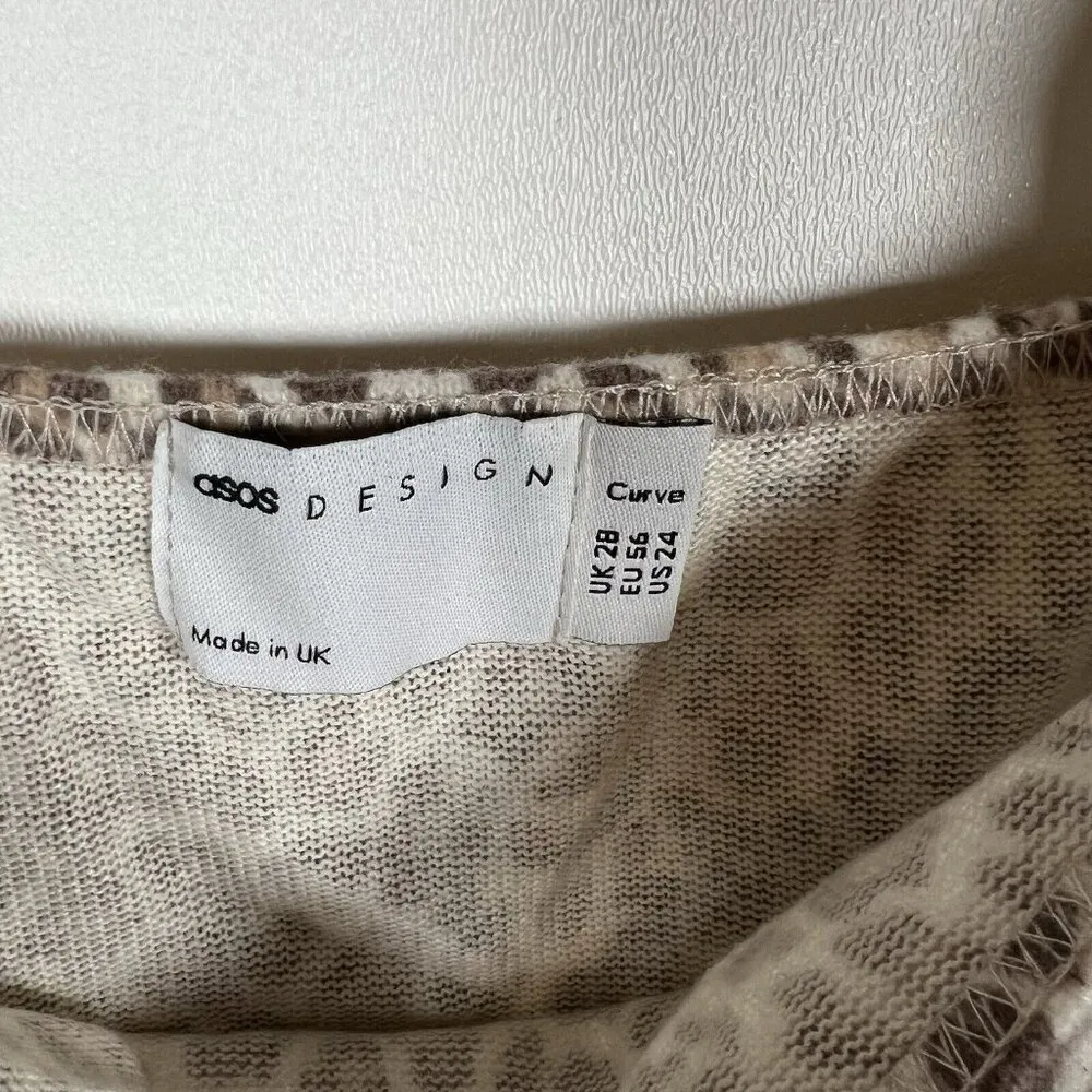 ASOS Curve Animal Print‎ Long Dress Long Sleeves Women’s Plus Size 24 Brown - Image 7