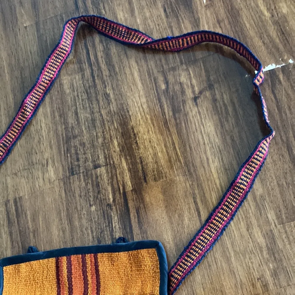 Artisan Handmade Boho Rustic Satchel Crossbody Bag Orange Black Red - Image 7