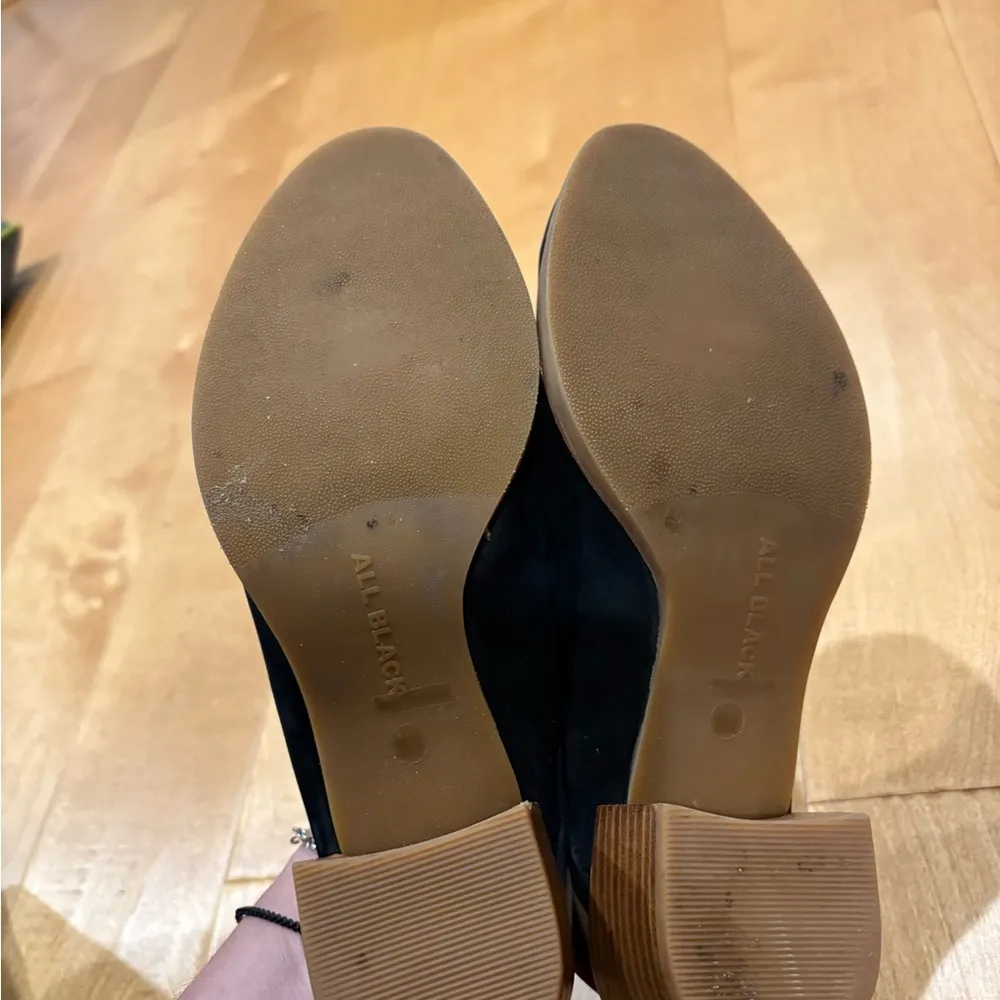 All Black Anthropologie fold-back booties mules black 38.5 7.5 - Image 9