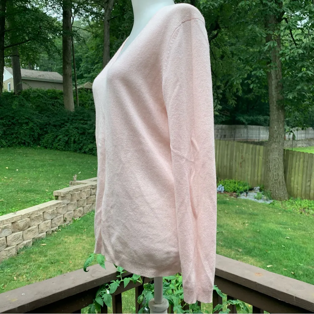 Charter Club Luxury cashmere woman sweater S Small Pink V-Neck Long Sleeve Top - Image 3