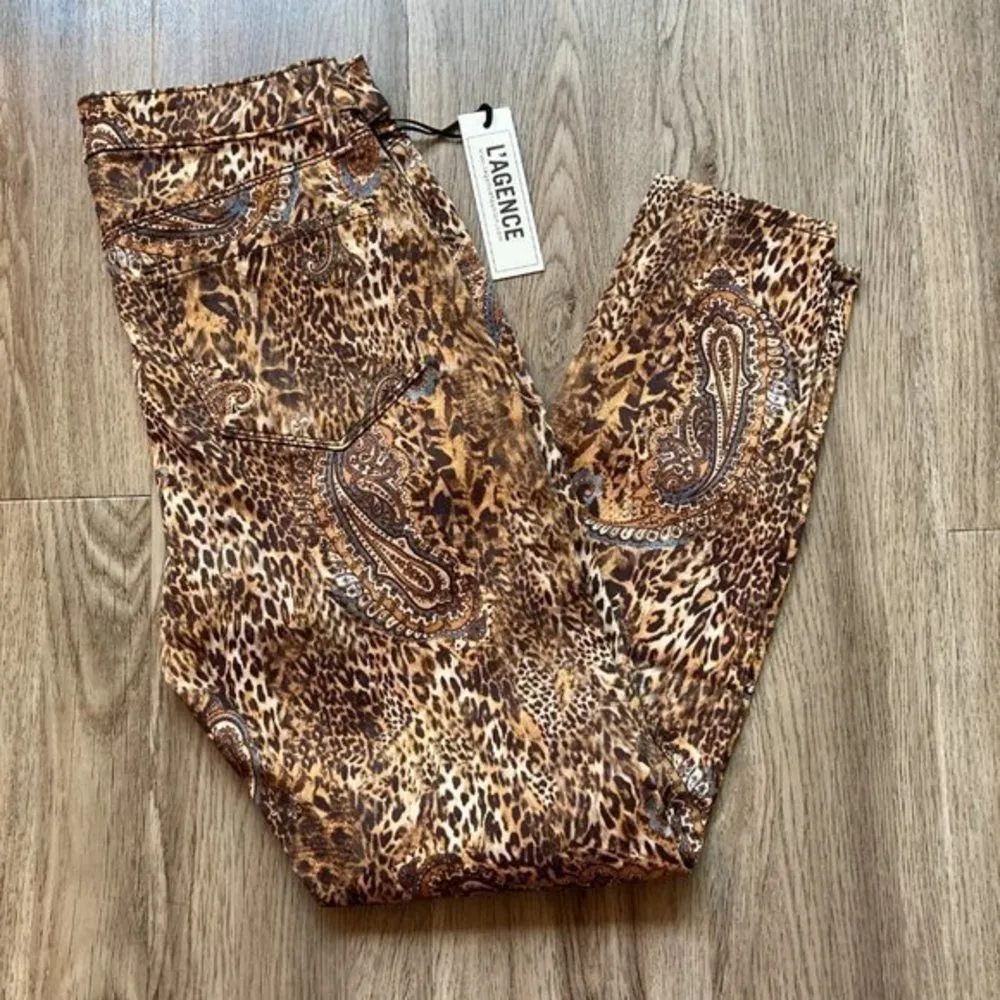 L'AGENCE Margot High-Rise Print Ankle Skinny Paisley Leopard Jeans Size 25 NWT - Image 5
