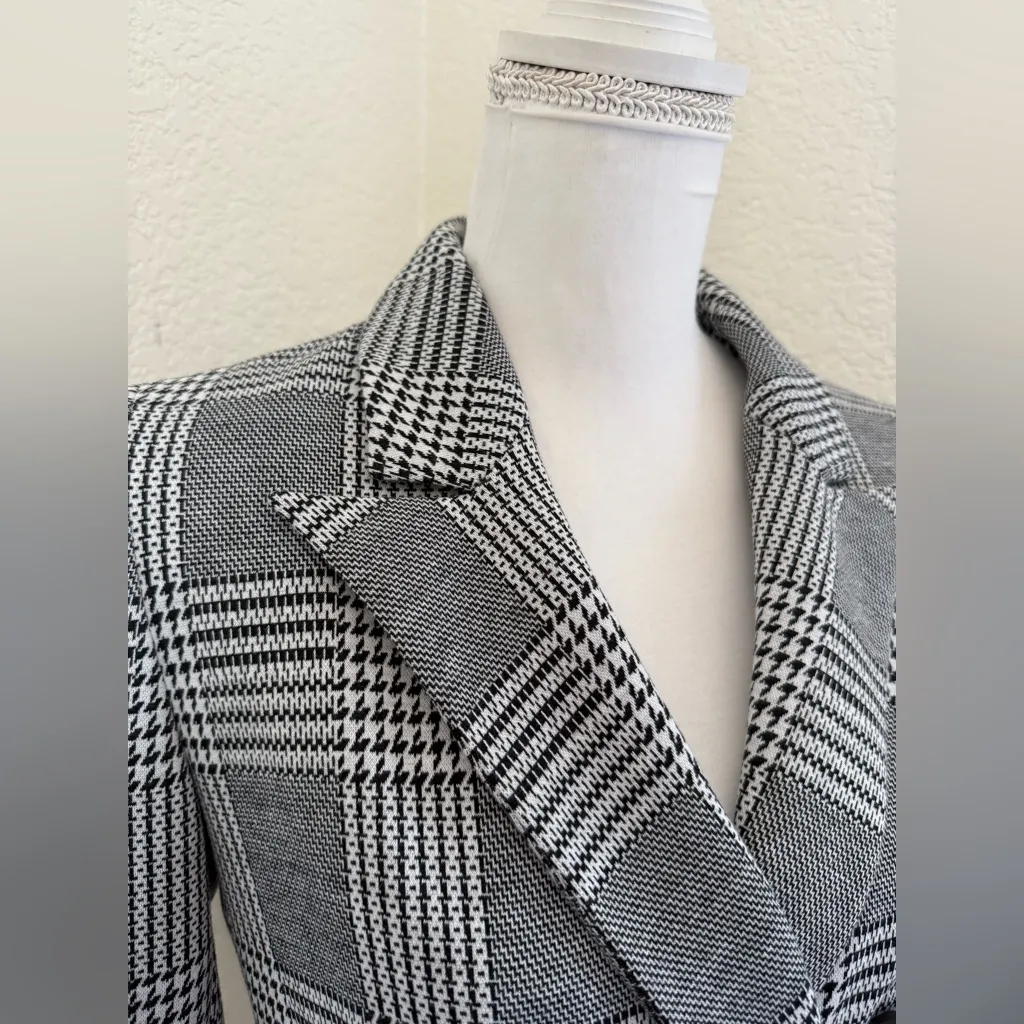 Bar III Women's Houndstooth Print Double Breasted Jacket‎ Black Size 6 - Image 4