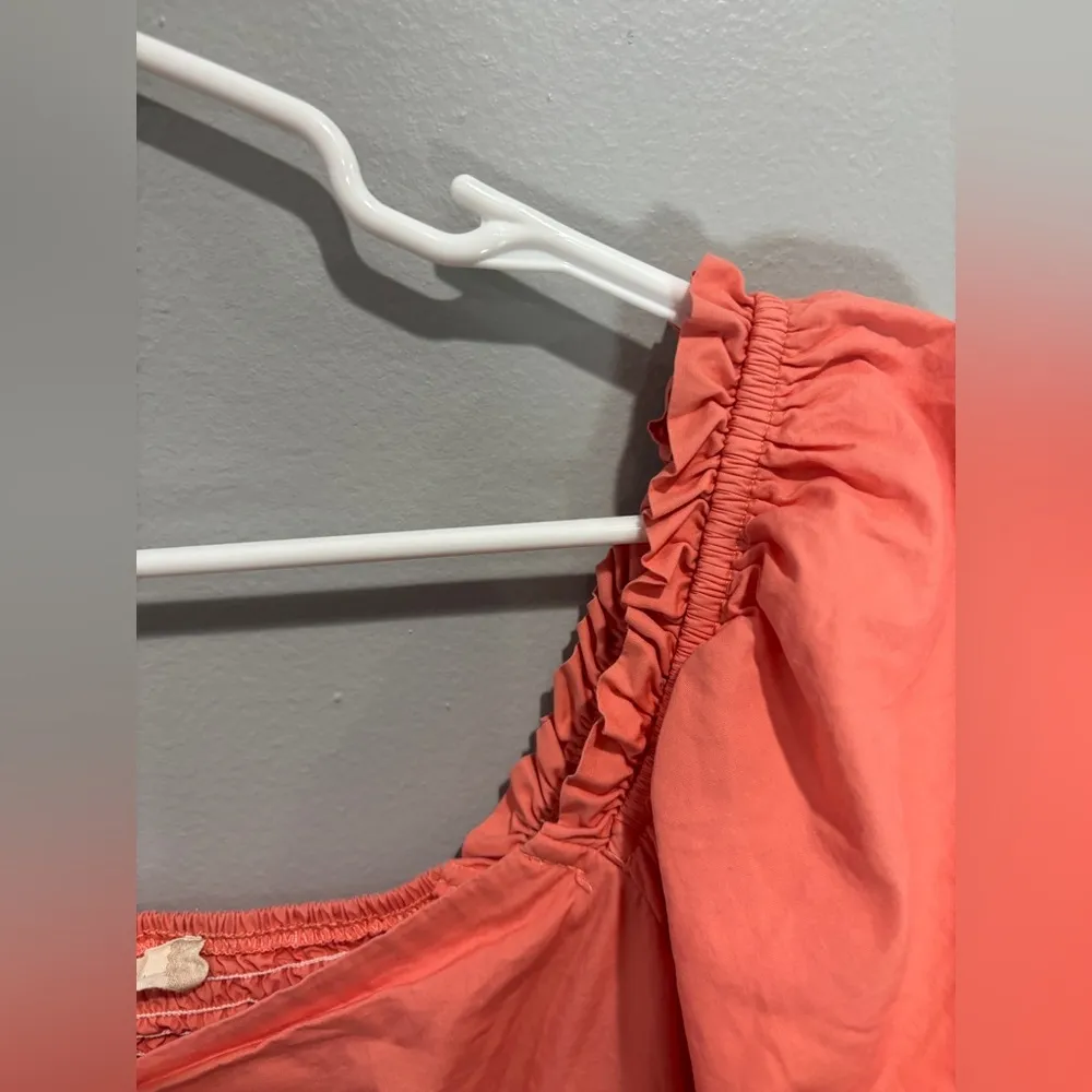 Altar’d State Puff Sleeve Sundress Sun dress Mini Dress Lined Large Cotton Coral - Image 2