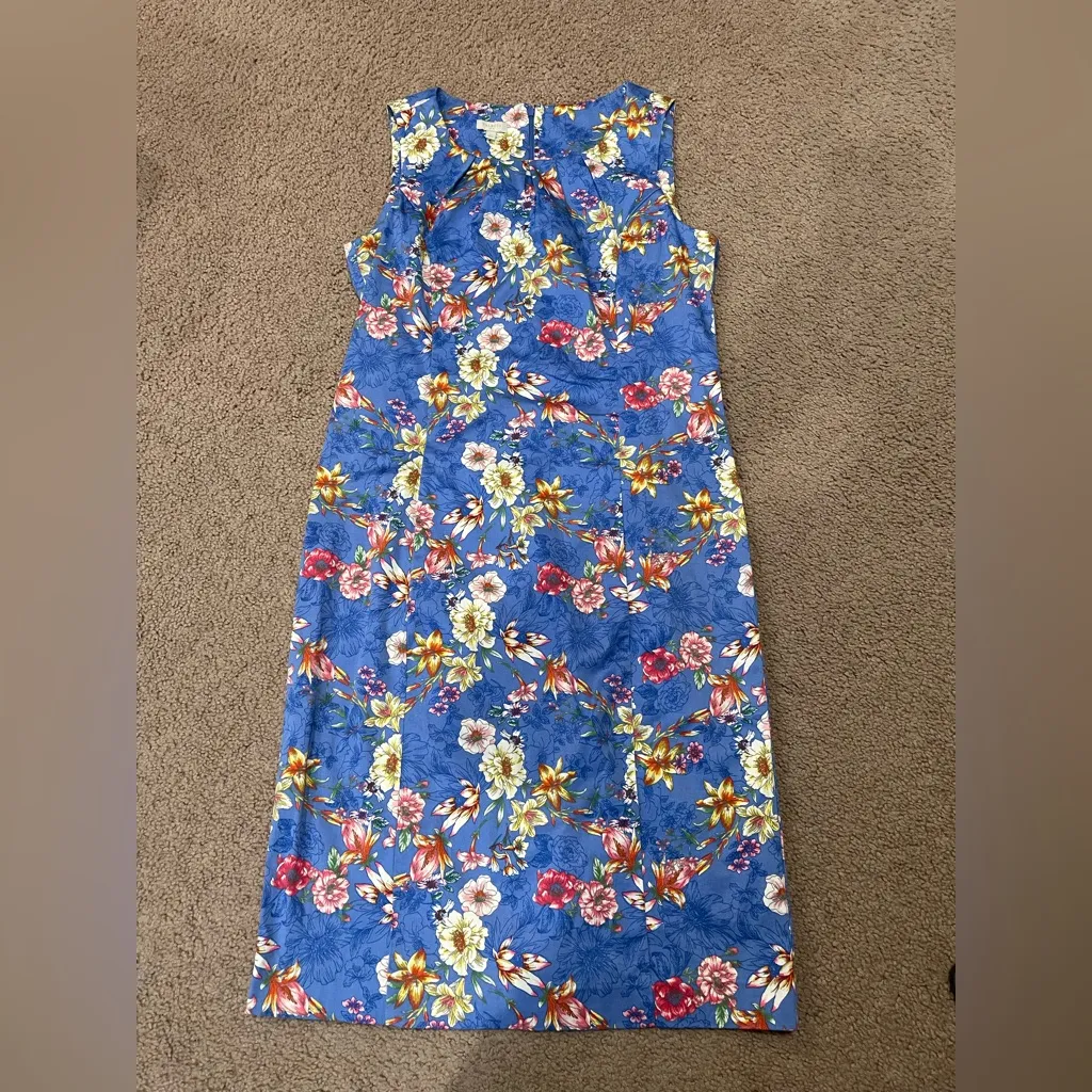 TALBOTS Y2K Springtime Blue Floral Midi Dress - Image 2