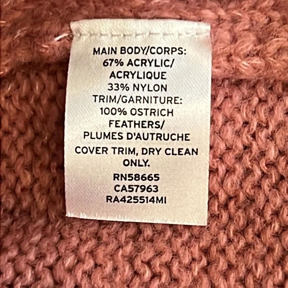 Rachel Parcell Ostrich Feather Trimmed Mock Neck Sweater, blush pink, size M - Image 9