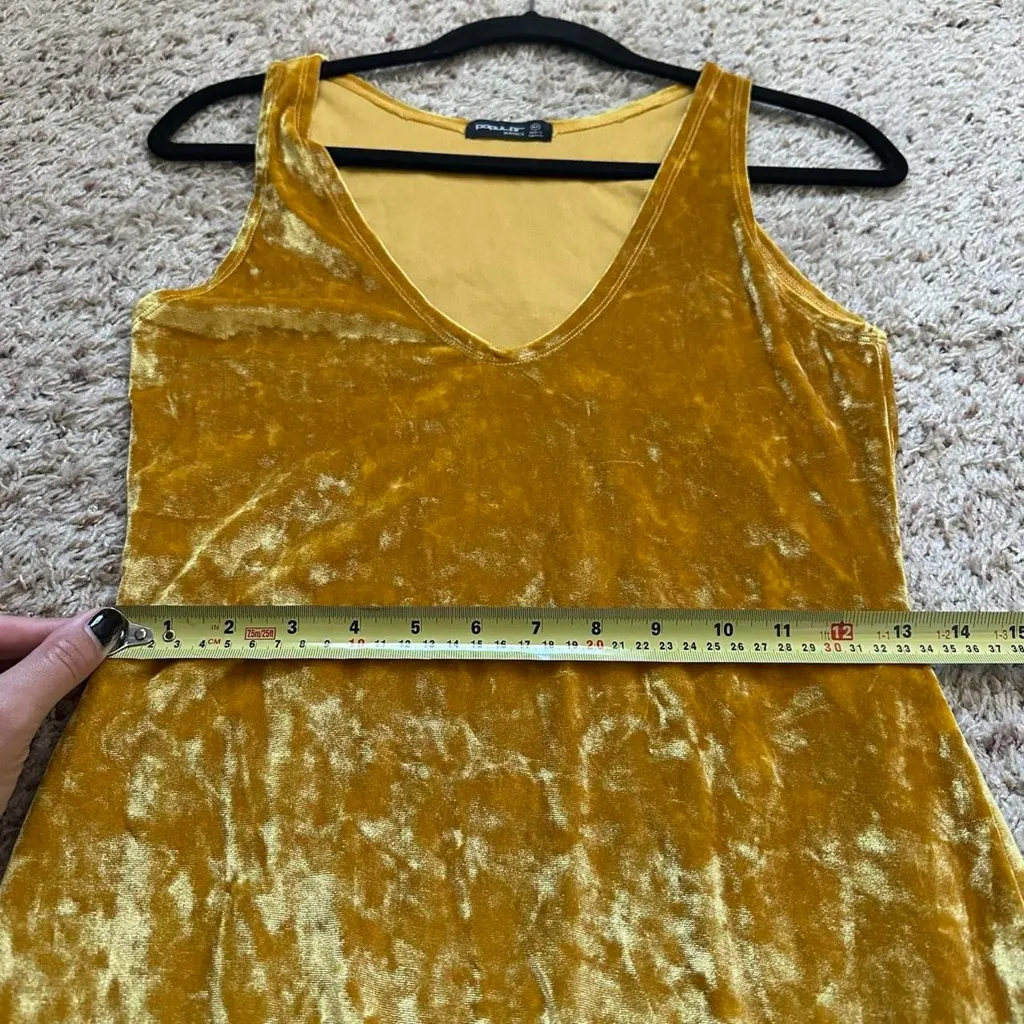 Women's Popular Basics Dress Velvet Sleeveless Medium Gold V Neck Vintage - Image 7