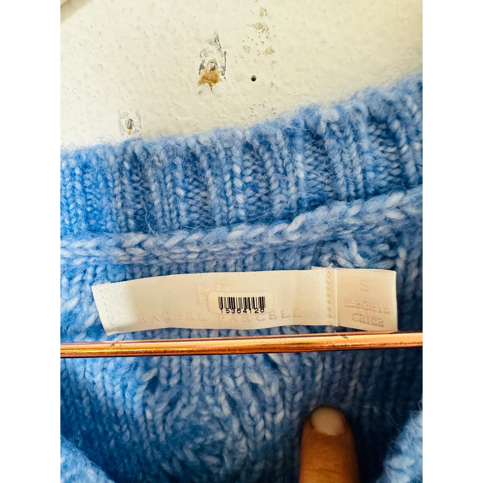 RACHEL PARCELL Baby Blue Cable Knit Long Sleeve Crewneck Sweater size Small - Image 9