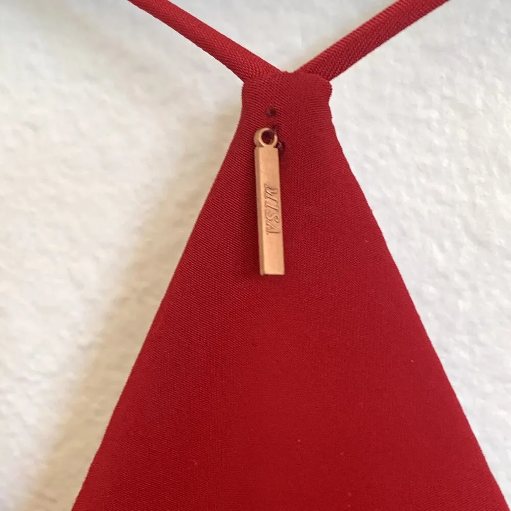 NWT MISA Los Angeles Domino Knee Length Dress in Red - Image 8