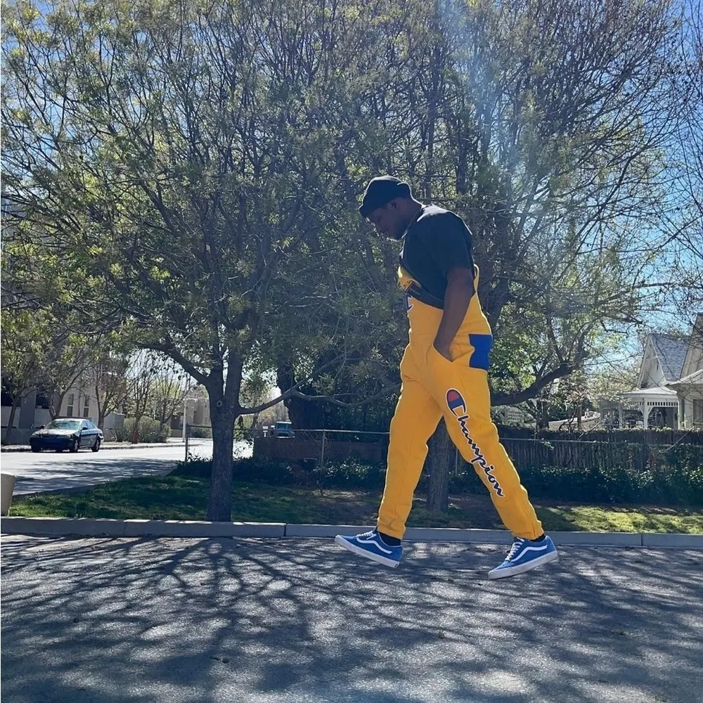 Champion Life™ Super Fleece 3.0 Overalls Size S Unisex Yellow Pockets Sweatpants - Image 10