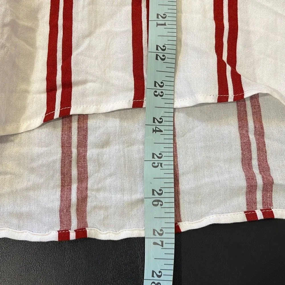 Lumiere Womens Long Sleeve V Neck Blouse Top Vertical Stripe White Red Small NWT - Image 9