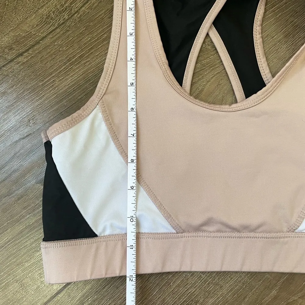 Tahari Sport Tan Black White Colorblock Sports Bra Cut Out ~ Women’s Size M - Image 12
