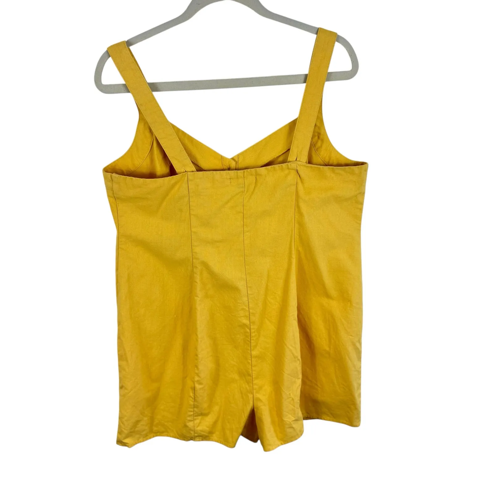 Wonderly Curvy Yellow Linen Cotton Blend Shorts Tank Sleeveless Romper Size 1X - Image 2