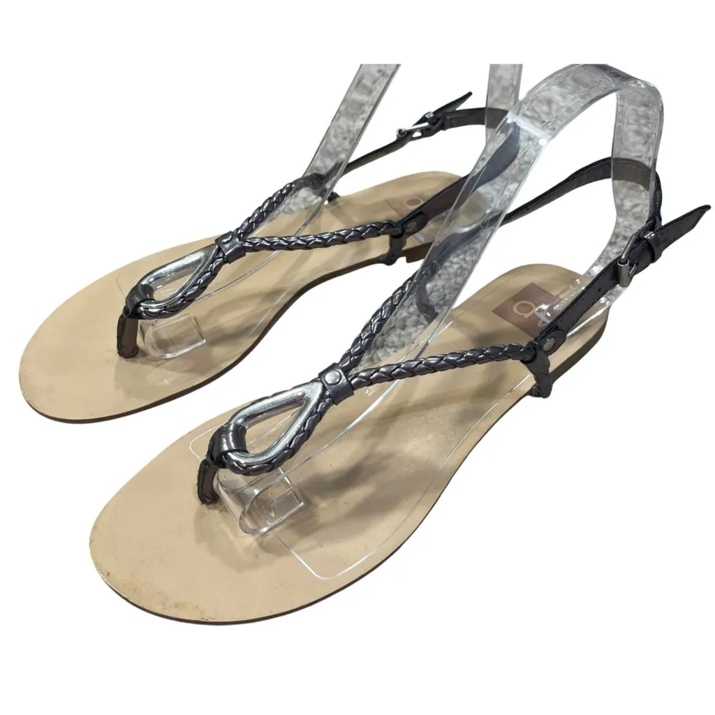DV Thong Sandal Pewter Silver Flat Size 8 Braided - Image 4