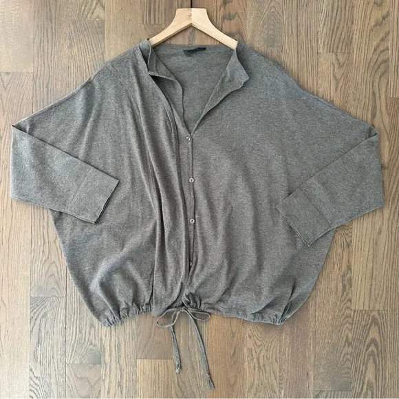 Oska Cashmere Blend Drawstring Waist Oversize Cardigan Sweater Light Brown Large - Image 1