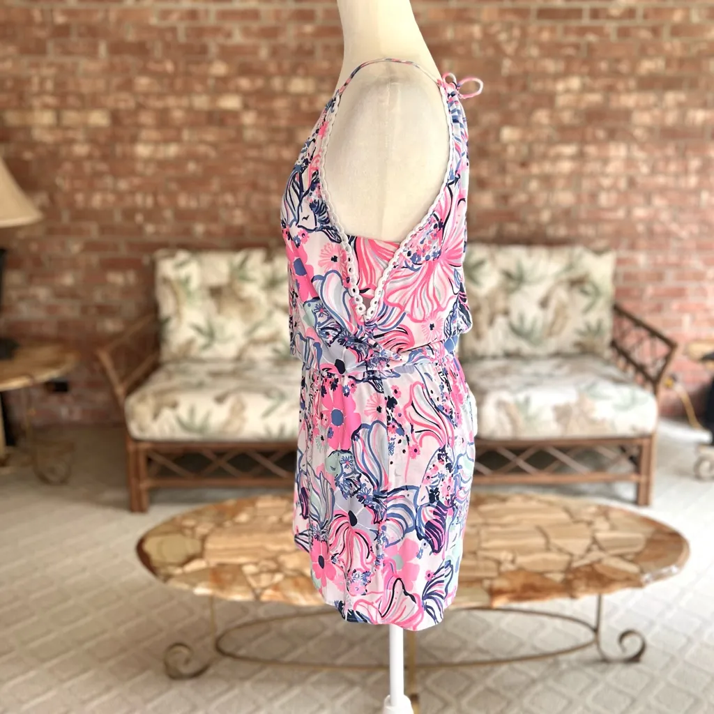 Lilly Pulitzer Gianni Make a Splash Skort Romper Prosecco Pink Mini Dress XS - Image 6