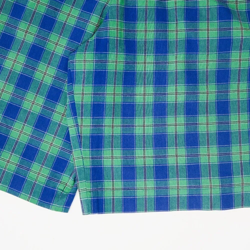 Vintage High Waisted Blue Green Plaid Shorts Size 27 - Image 8