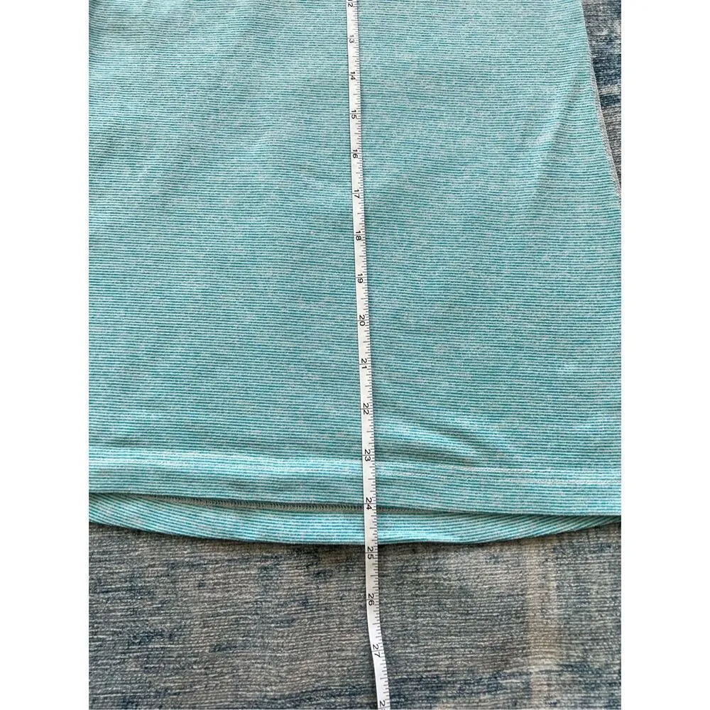 Lululemon Aqua Blue White Micro Stripe Cool Racerback Tank Top Size 4 - Image 4