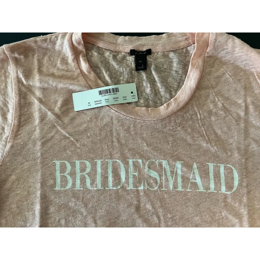 J Crew 100% Linen Bridesmaid Graphic T-shirt new wedding bachelorette sz Medium - Image 3