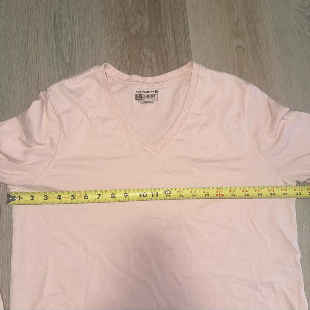 Carhartt Light Pink V Neck Relaxed Fit Long Sleeve Top - Size XL - Image 5