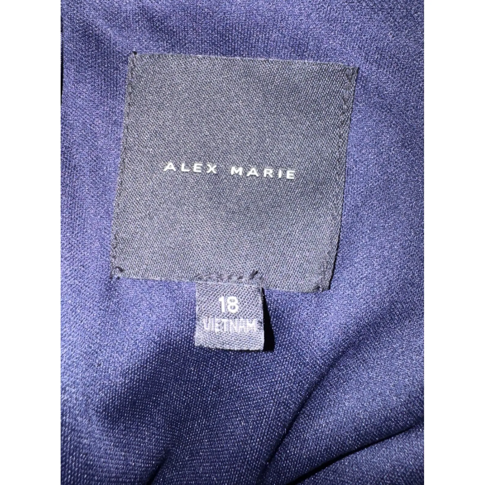 Alex Marie Jumpsuit Women 18 Navy Blue Velvet Cape Sleeves Belted‎ Wide Leg Beth - Image 8