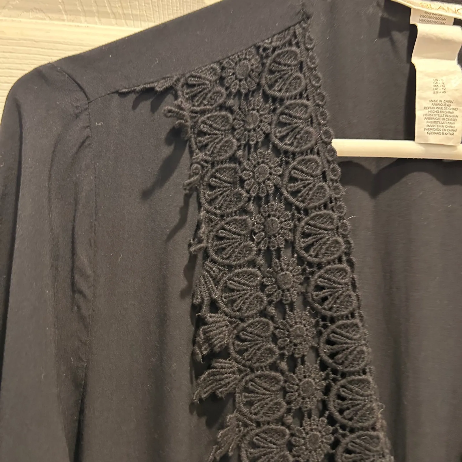 La Blanca Black Romper Womens L Long Sleeve‎ Lace Trim Swim Cover Up - Image 3