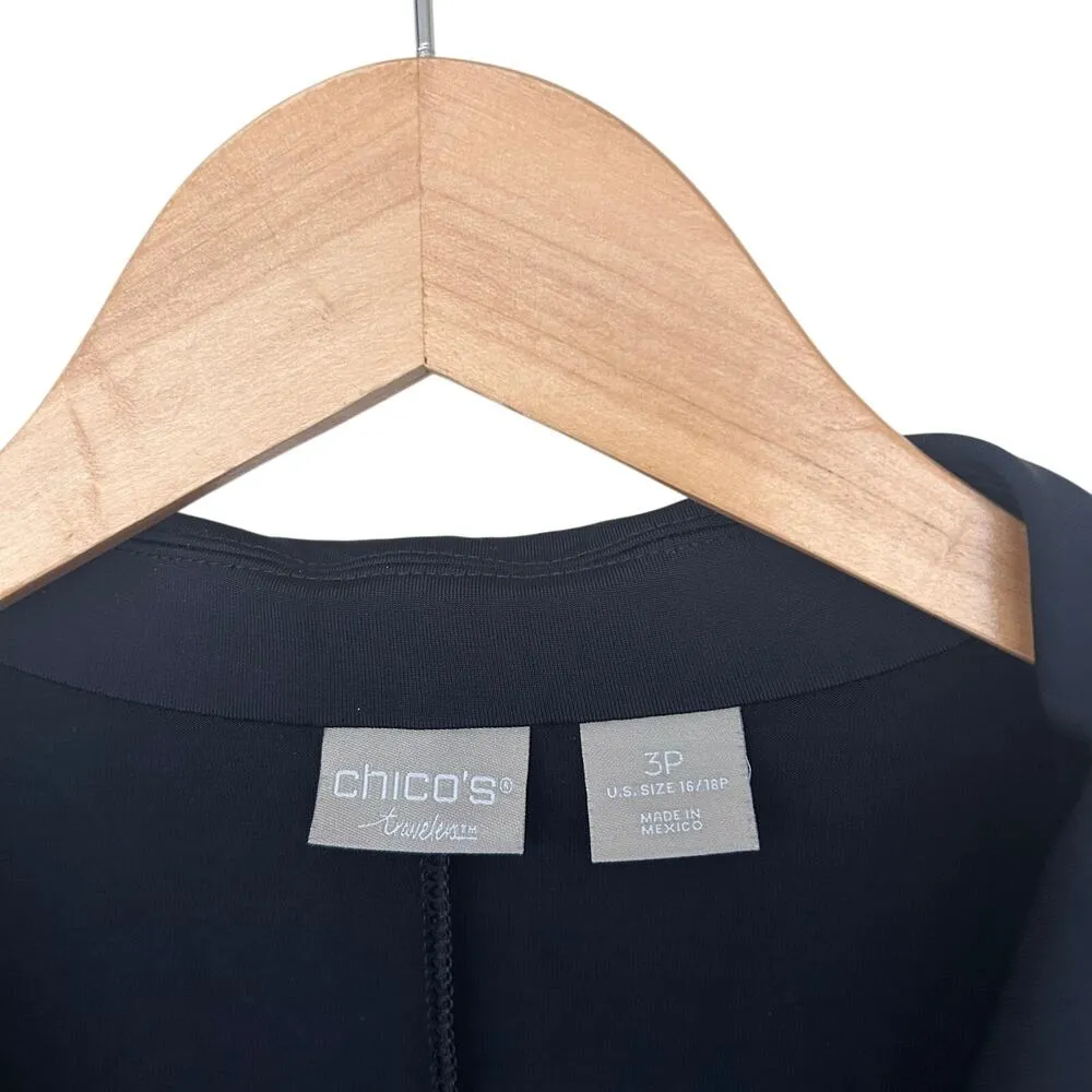 Chicos Navy Blue Button Front Long Line Shirt Cardigan Sz 16P - Image 3