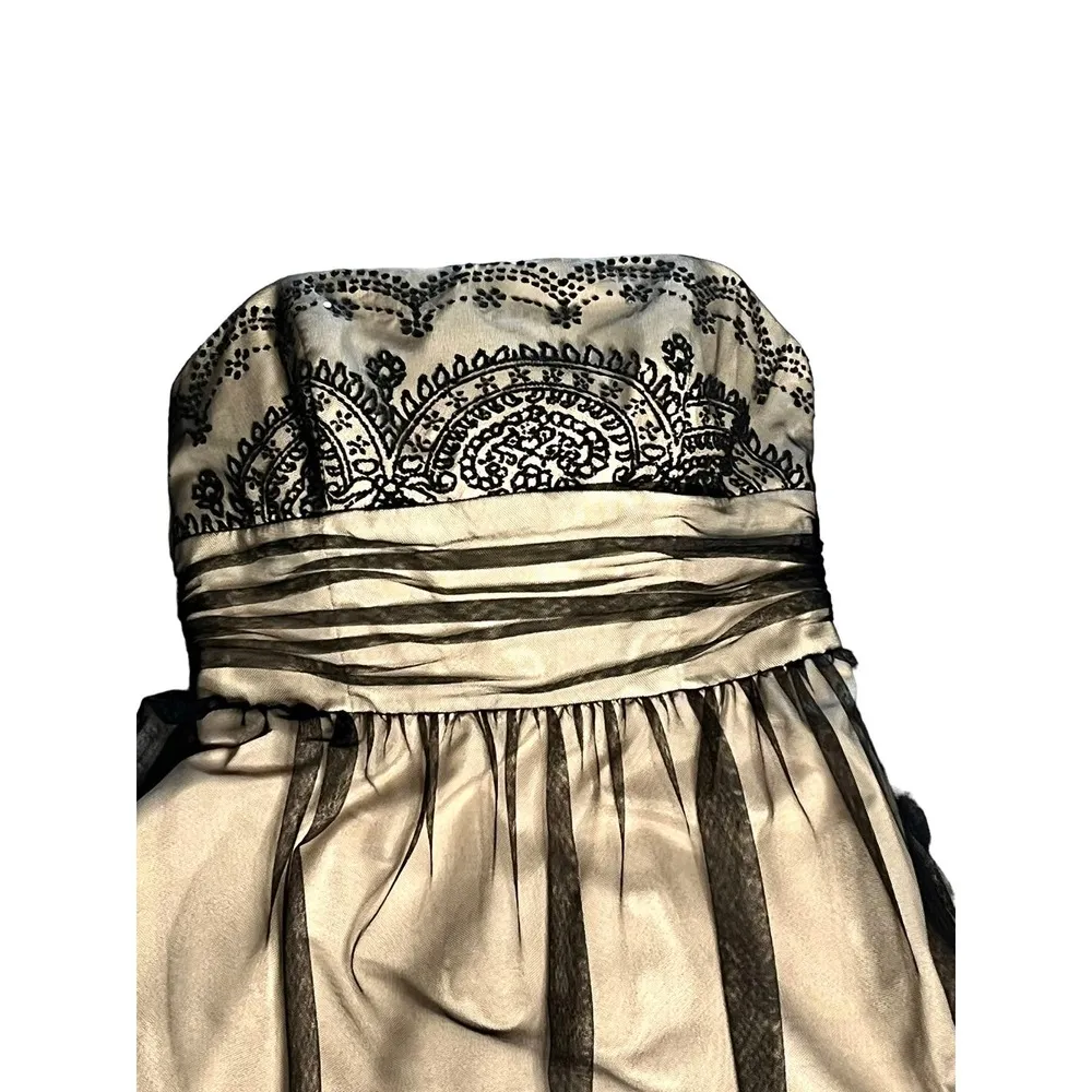 Davids Bridal Cocktail DRESS Womens Size 2 Black Beaded Lace Mesh Mob Wife - Image 8