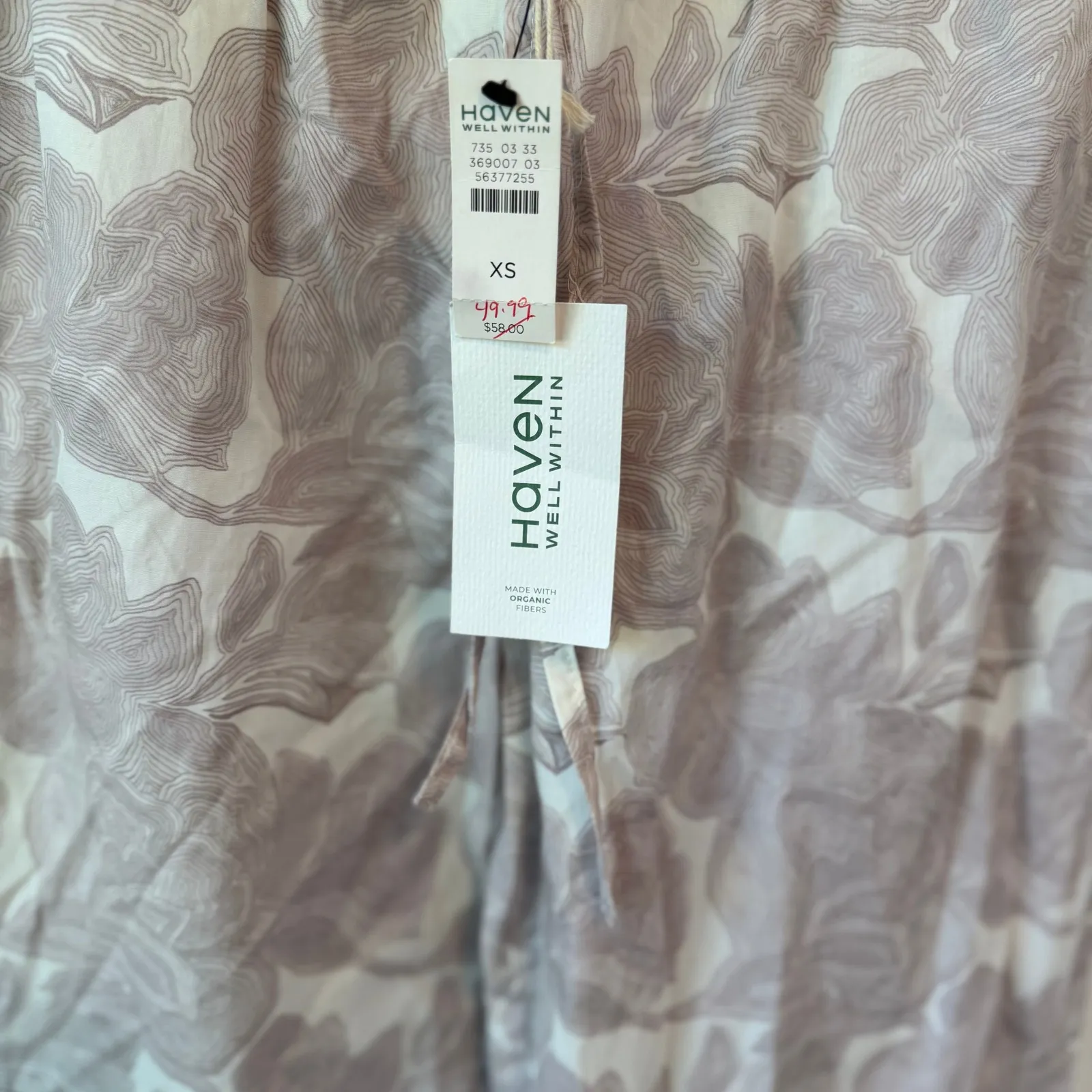 Haven Well Within Organic Cotton‎ Gauze Fern Print Pajama Pants Size XS NWT Tan - Image 11
