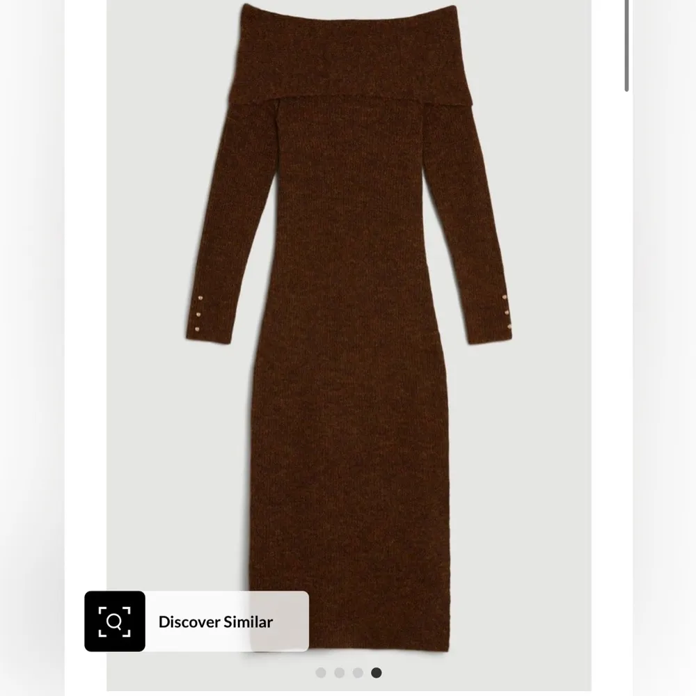 WOOL BLEND COSY BARDOT KNIT MIDI DRESS - Image 4