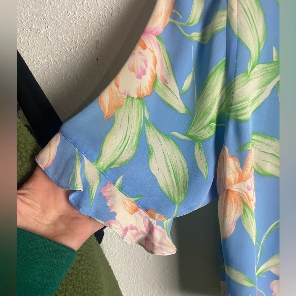 Lauren Ralph Lauren Silk Maxi Skirt Set Plus Size Floral Wrap Blouse 18W 1X - Image 11