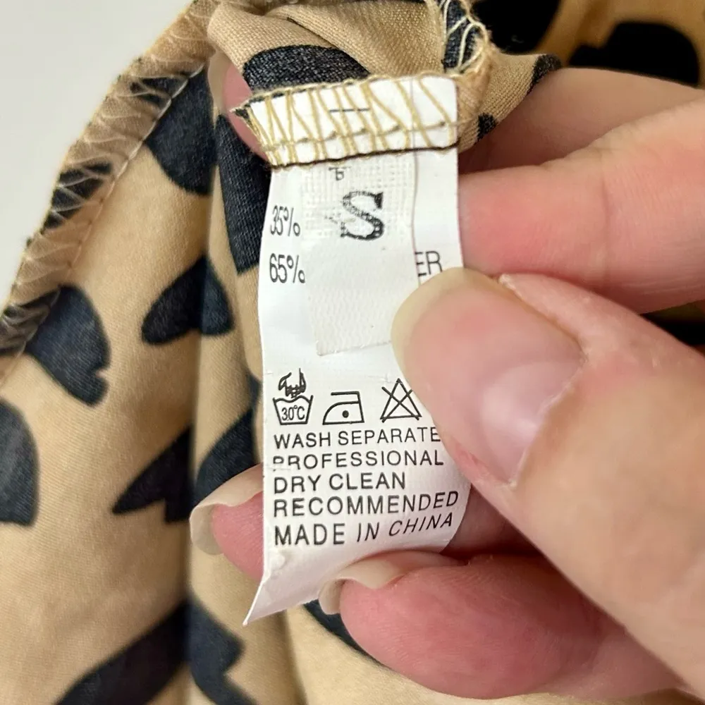 Women’s Leopard Print Wrap Maxi Dress Tan Black Size Small EUC - Image 4