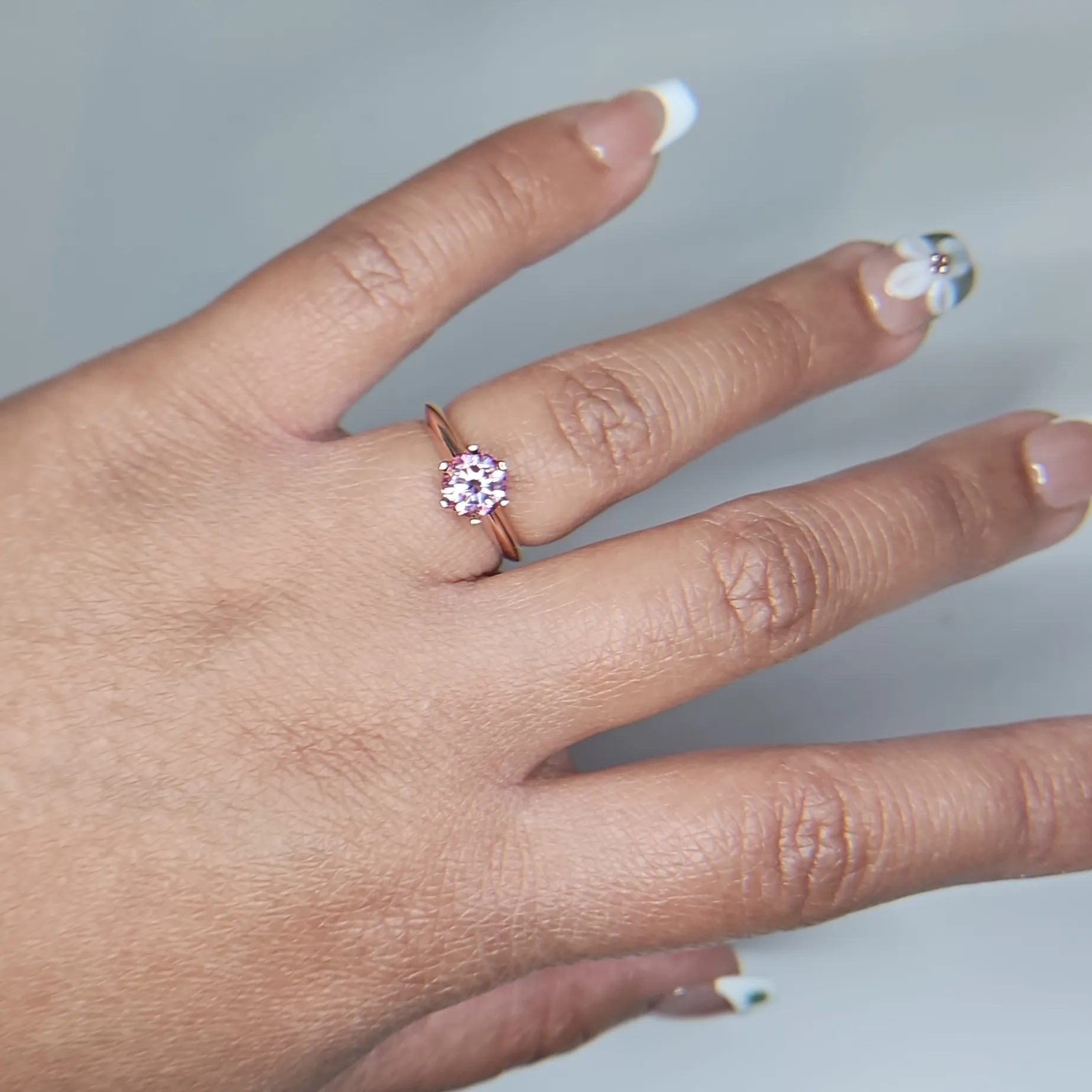 1ct Pink Moissanite, Rosegold. Size 6 - Image 7