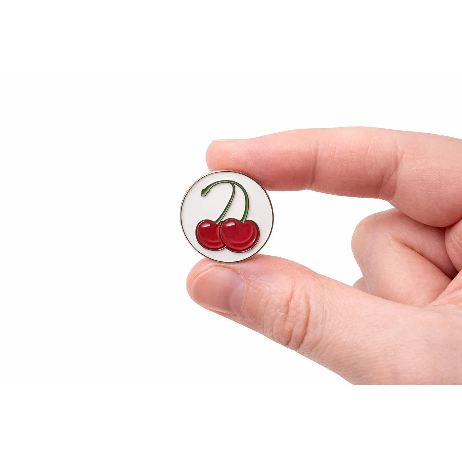 Cherry Enamel Pin – Red Cherries Fruit Lapel Pin Badge White - Image 2