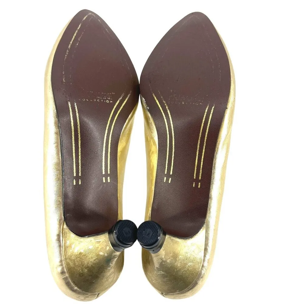 Premiere Collection Carolyn Gold Print Ballroom Dance Shoes Smooth Modern Waltz Size 6 - Image 5