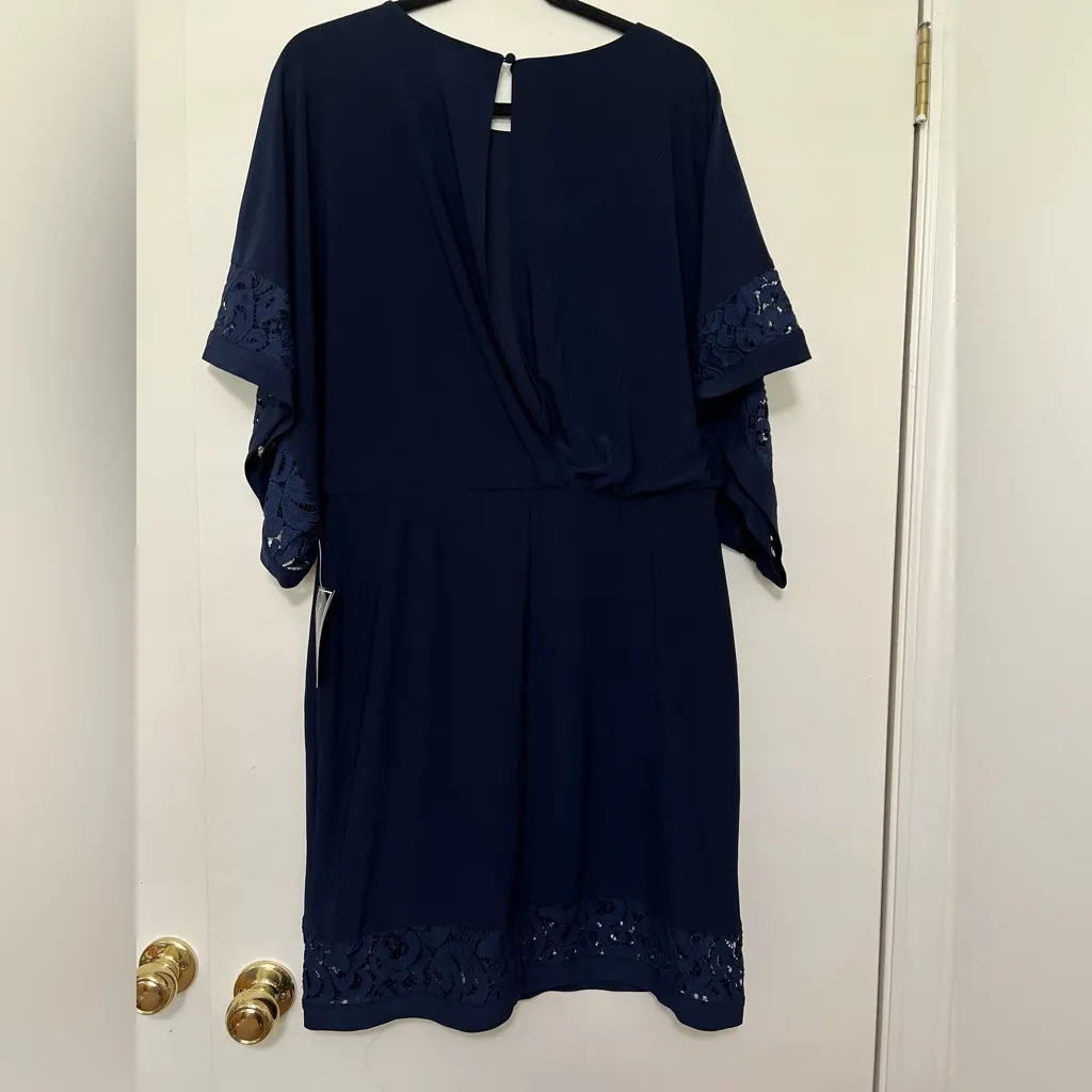 Jessica Howard Navy‎ Lace Trim Dress, Size 14 – Elegant and Sophisticated - Image 3