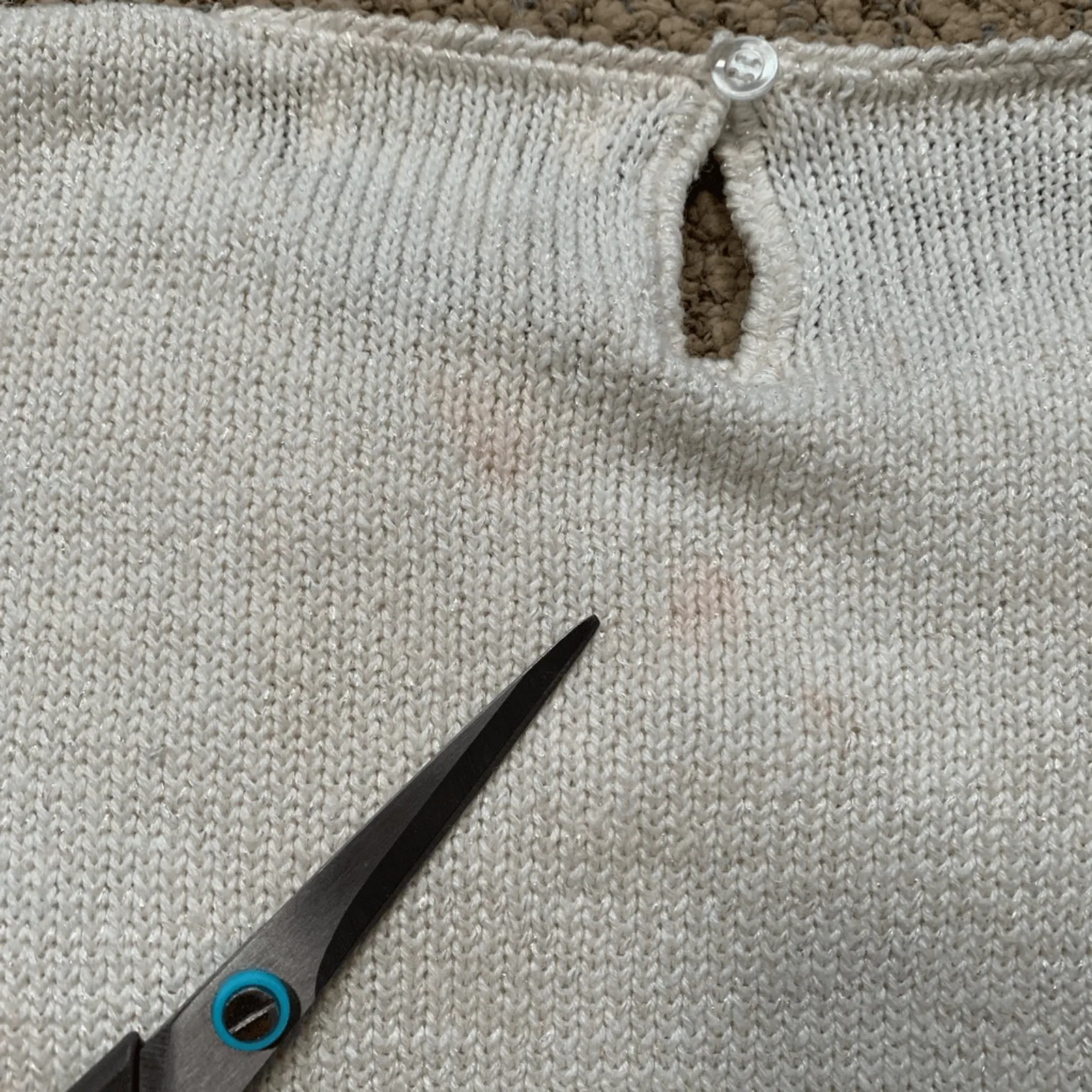 Vintage 80s Cream Sweater Beaded Sequin Floral Statement Holiday Party Knit Black Size L - Image 10