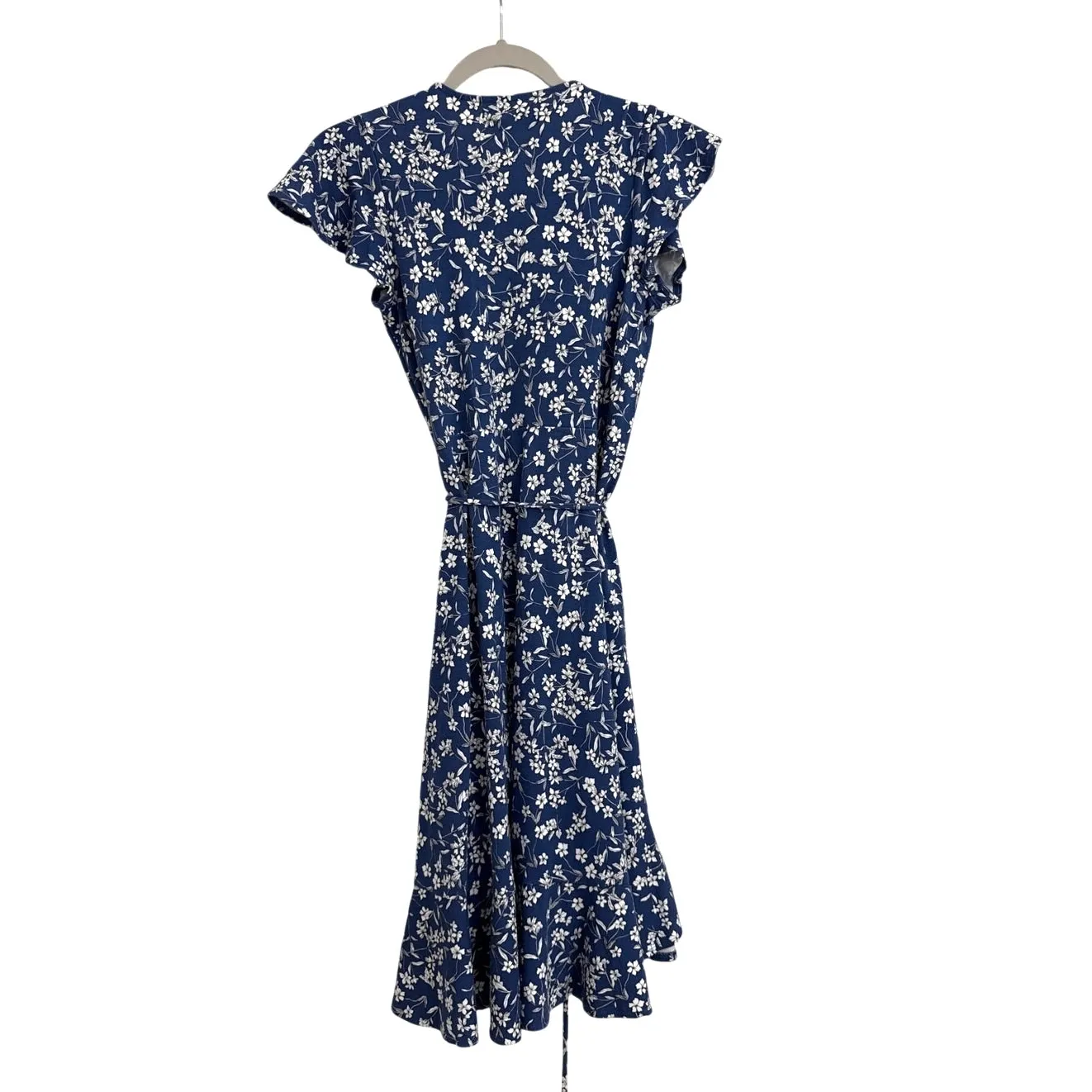 Banana Republic Blue Floral Ruffle Babydoll Cottage Spring Wrap Dress Size Small - Image 2