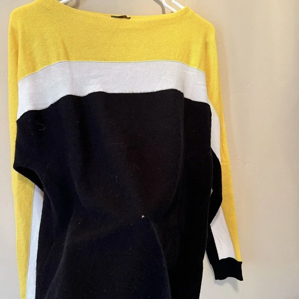 Fendi Womens Cashmere Colorblock Mesh White Yellow Black Size 40 - Image 7