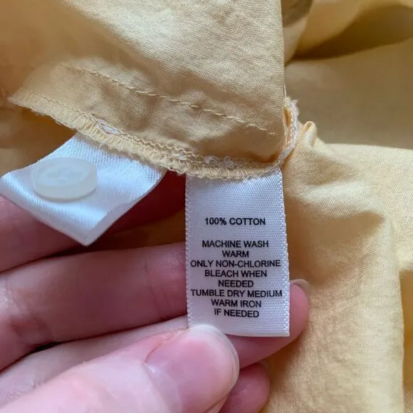 LOFT Top Women's Size XS Yellow Cotton Ruffle V-Neck Button Down Blouse‎ Tank - Image 5