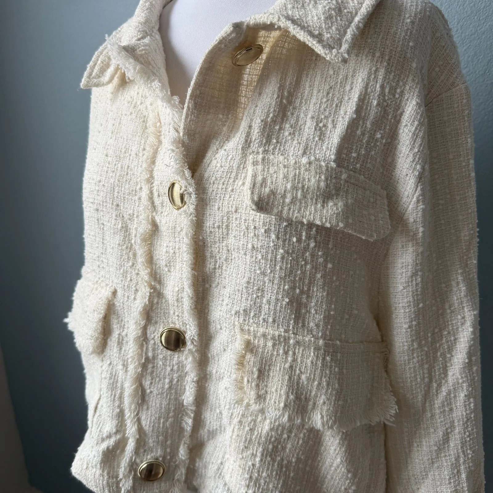 Zara Textured Over Shirt Jacket Size XL - Image 4