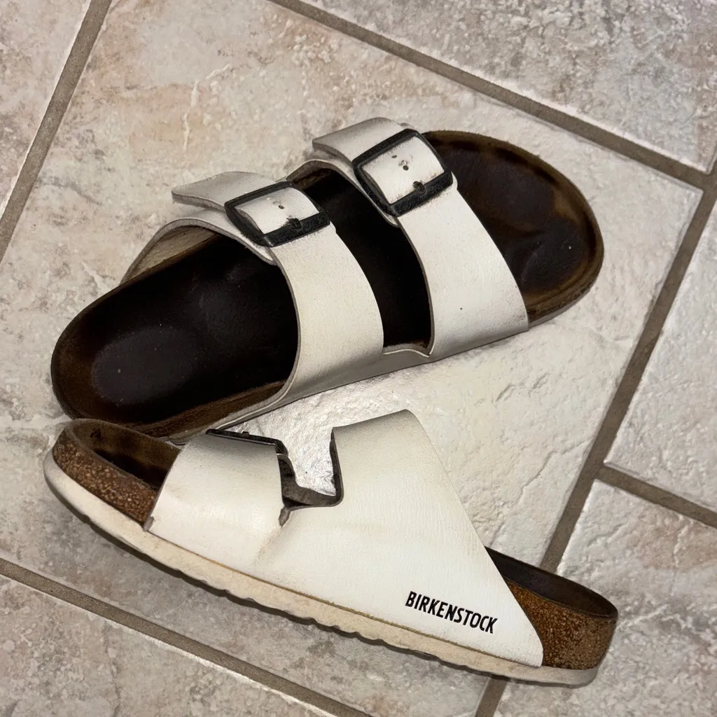 Birkenstock White “Arizona” Sandals - Image 3