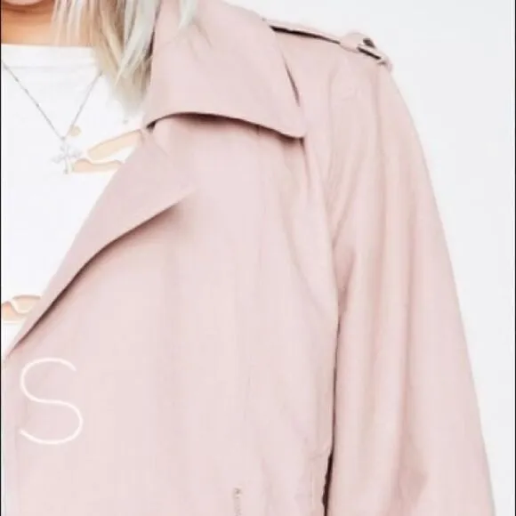 Faux Leather ‎ Moto Jacket Pink - Image 5
