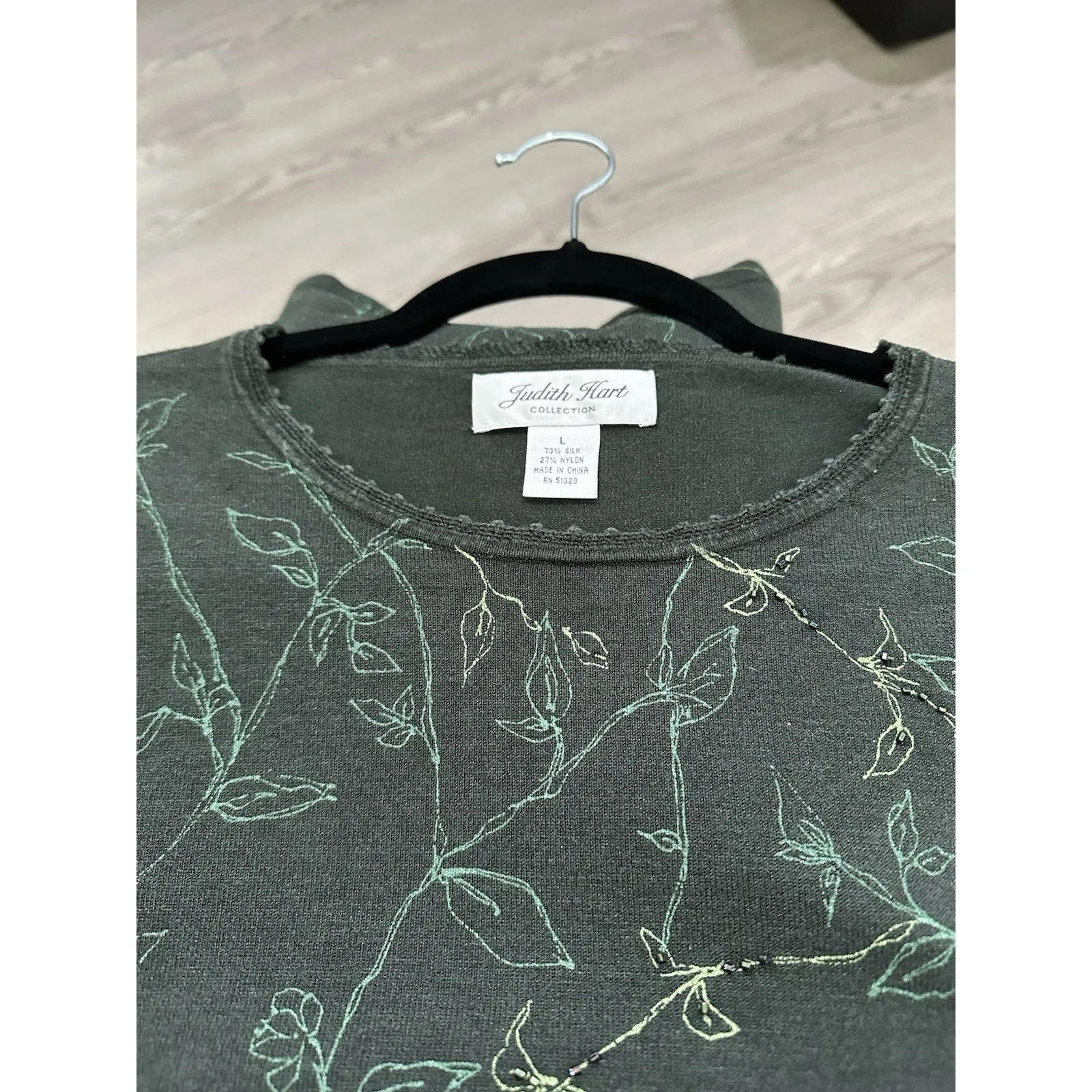 Judith Hart Silk Blend Coastal Print Cardigan Size L Autumn seasonal sweaters Green Size L - Image 2