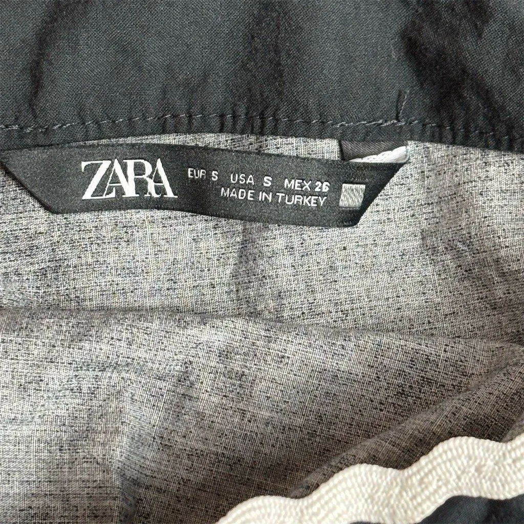 Zara Midi Dress Womens Size S Black Ecru Floral Strappy Ric Rac Trim - Image 4