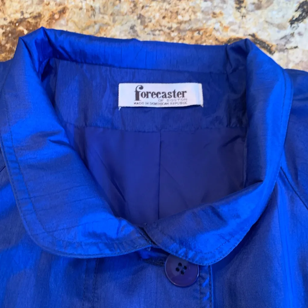 VTG 80s Forecaster Boston Full Length Trench Coat Jacket Size 13/14 Royal Blue - Image 5