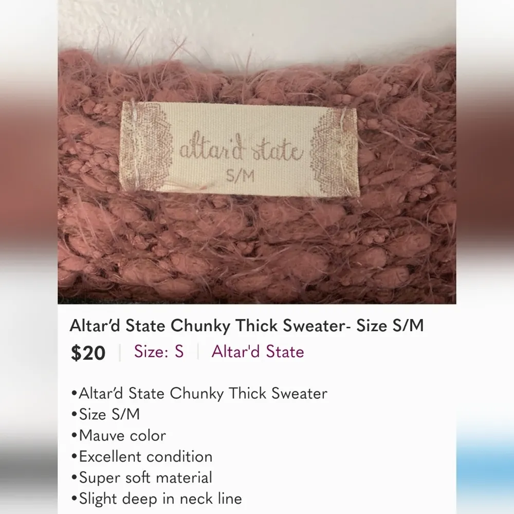 Altar'd  state Chunky thick , soft sweater size small-med loose fit rose pink - Image 2