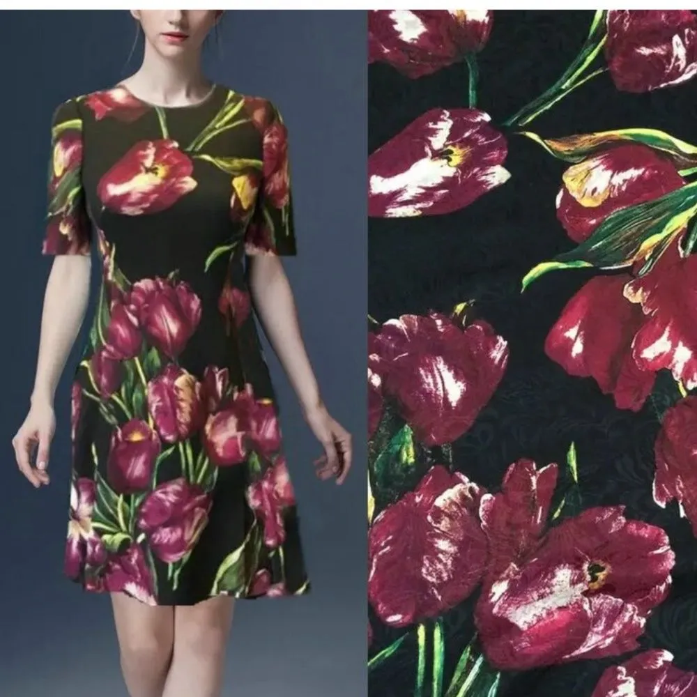 NWOT Dolce&gabbana tulip print wool dress size36 - Image 2