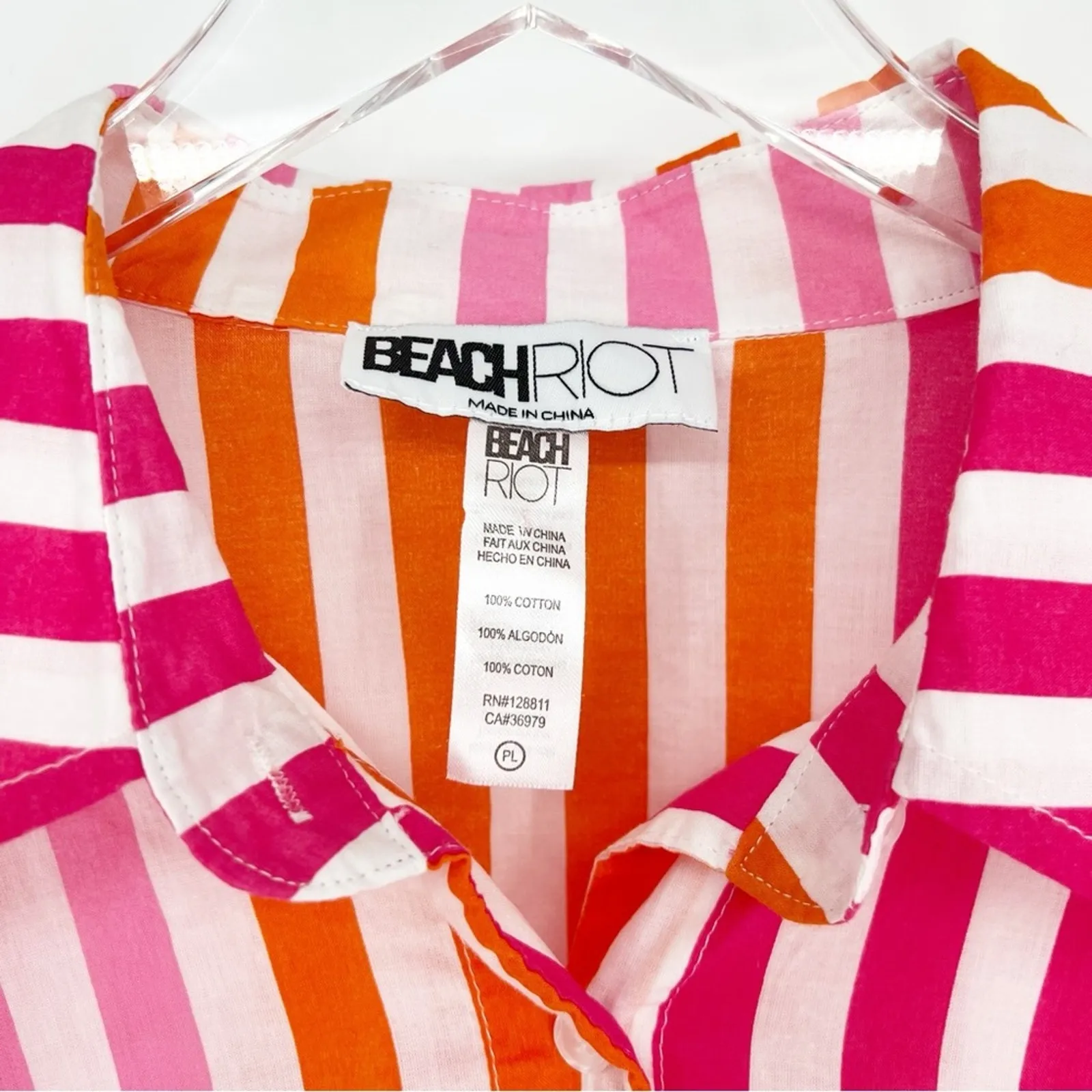 Beach Riot Alexa Striped Button Down Bathing Suit‎ Cover Up LP - Image 6