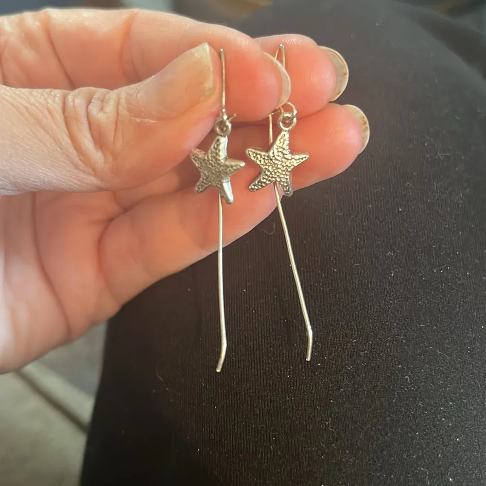 Silver Starfish Threader Drop Earrings, 2.5” - Image 4